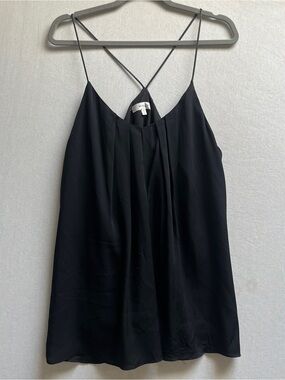Milly Black Silk Pleated Strappy Cami Top Size 10
